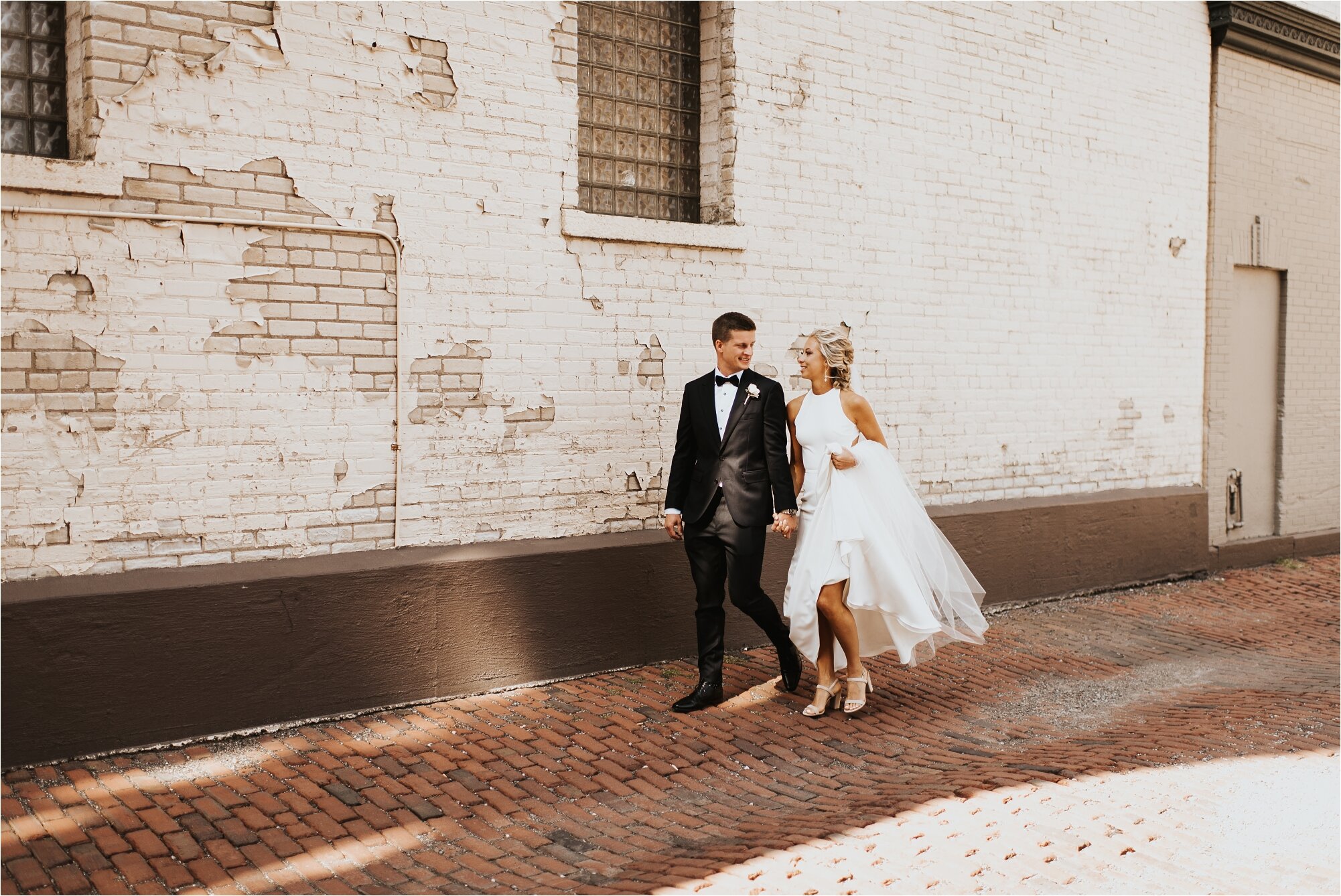  bride groom wedding day north loop minneapolis minnesota photographer modern laid back couple white dress couple 