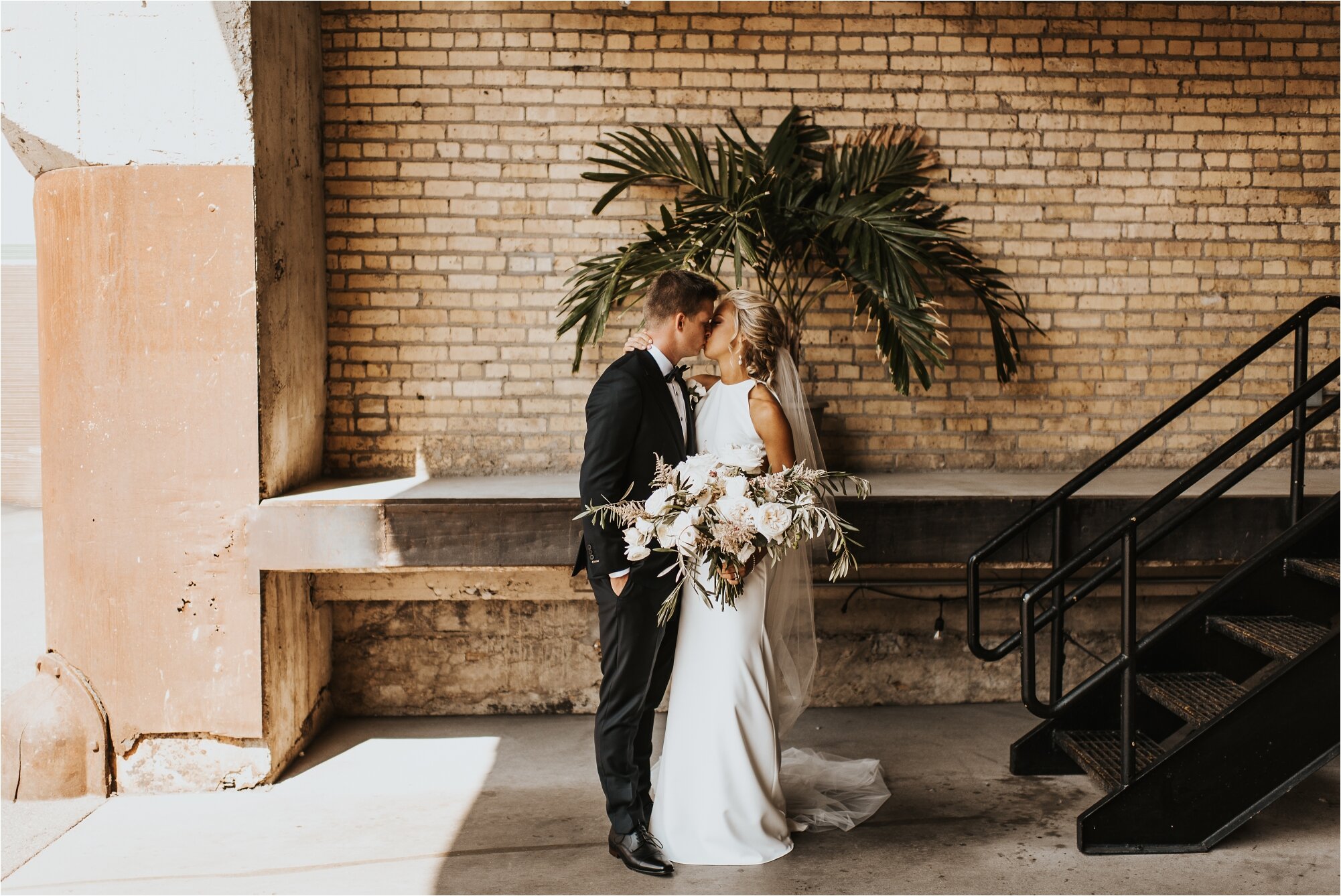  bride groom wedding day north loop minneapolis minnesota photographer modern laid back couple ferns urban 