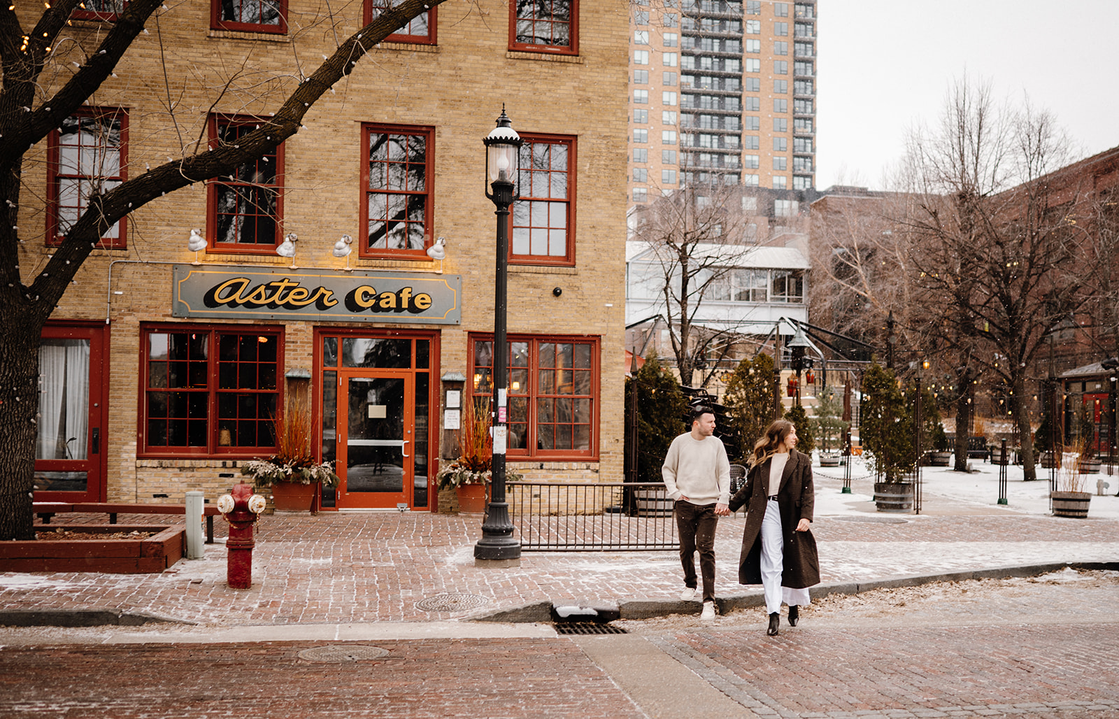 Snowy St. Anthony Main Engagement Session Winter